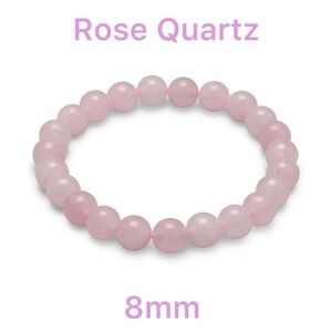 Pink Rose Quartz Bracelet, Natural Stone Rose Quartz Stretchable Bracelet